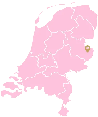 Kaart van Nederland met de locatie van Mimoda in Borne